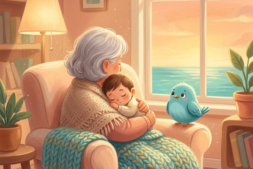 Illustration : une mamie et son petit-enfant, avec Pip